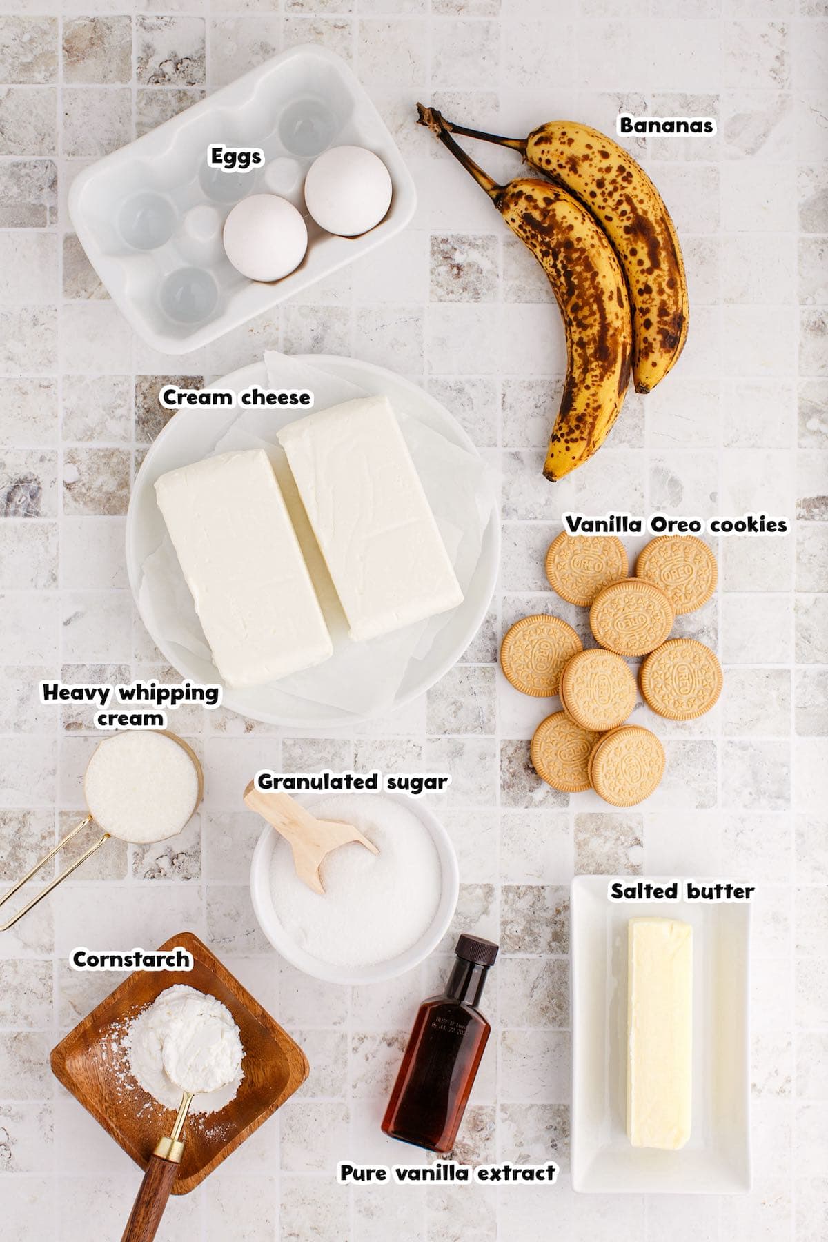 Banana Cream Pie Cheesecake Bars ingredients
