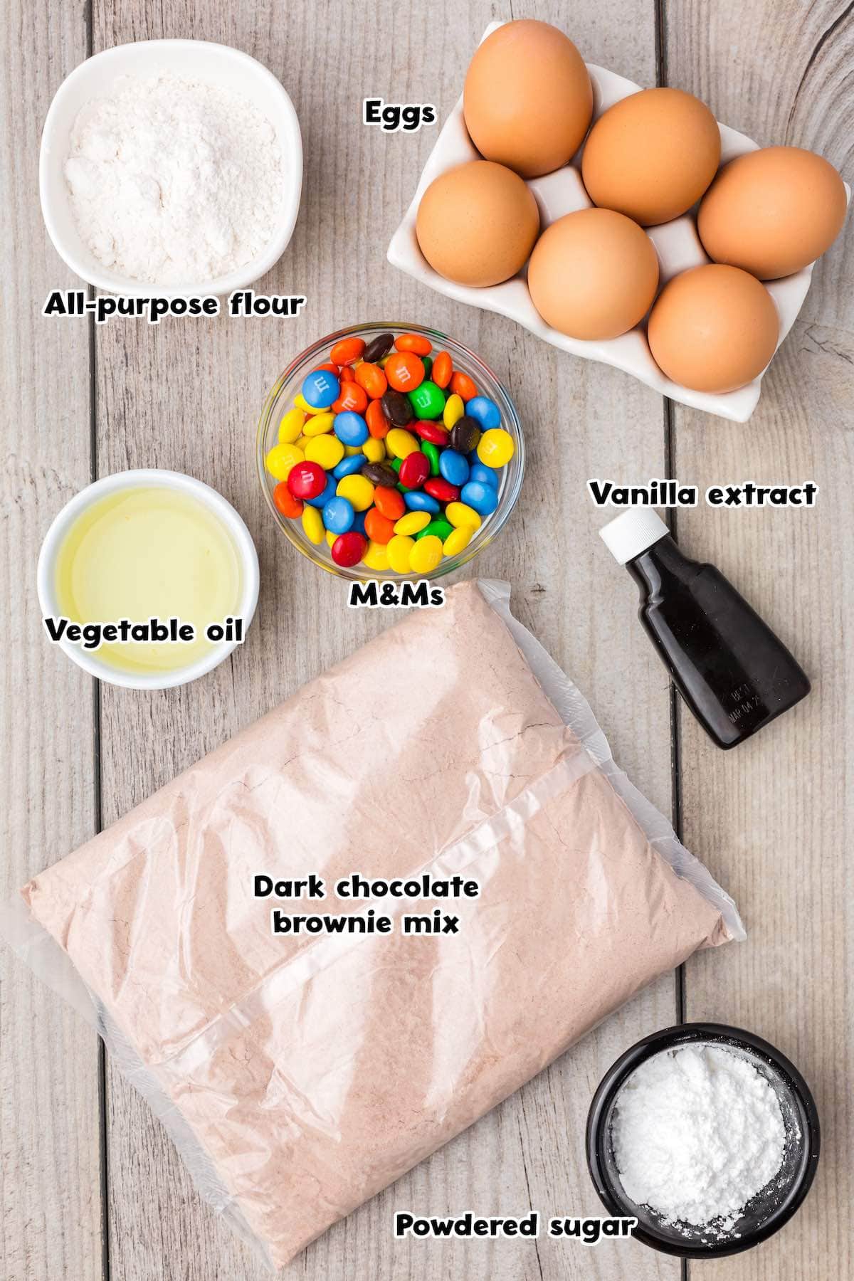 M&M Brownie Mix Cookies ingredients 