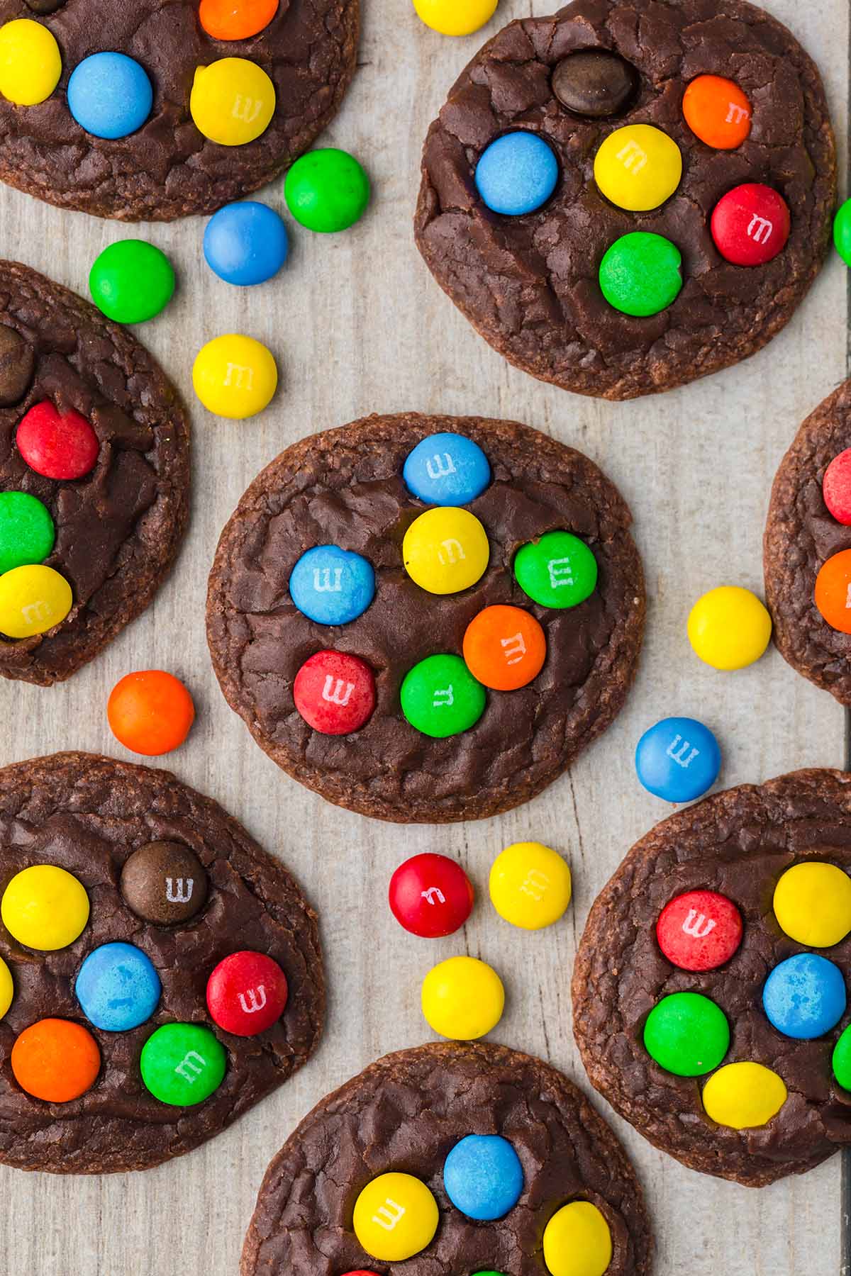 Brownie Mix Cookies with M&M