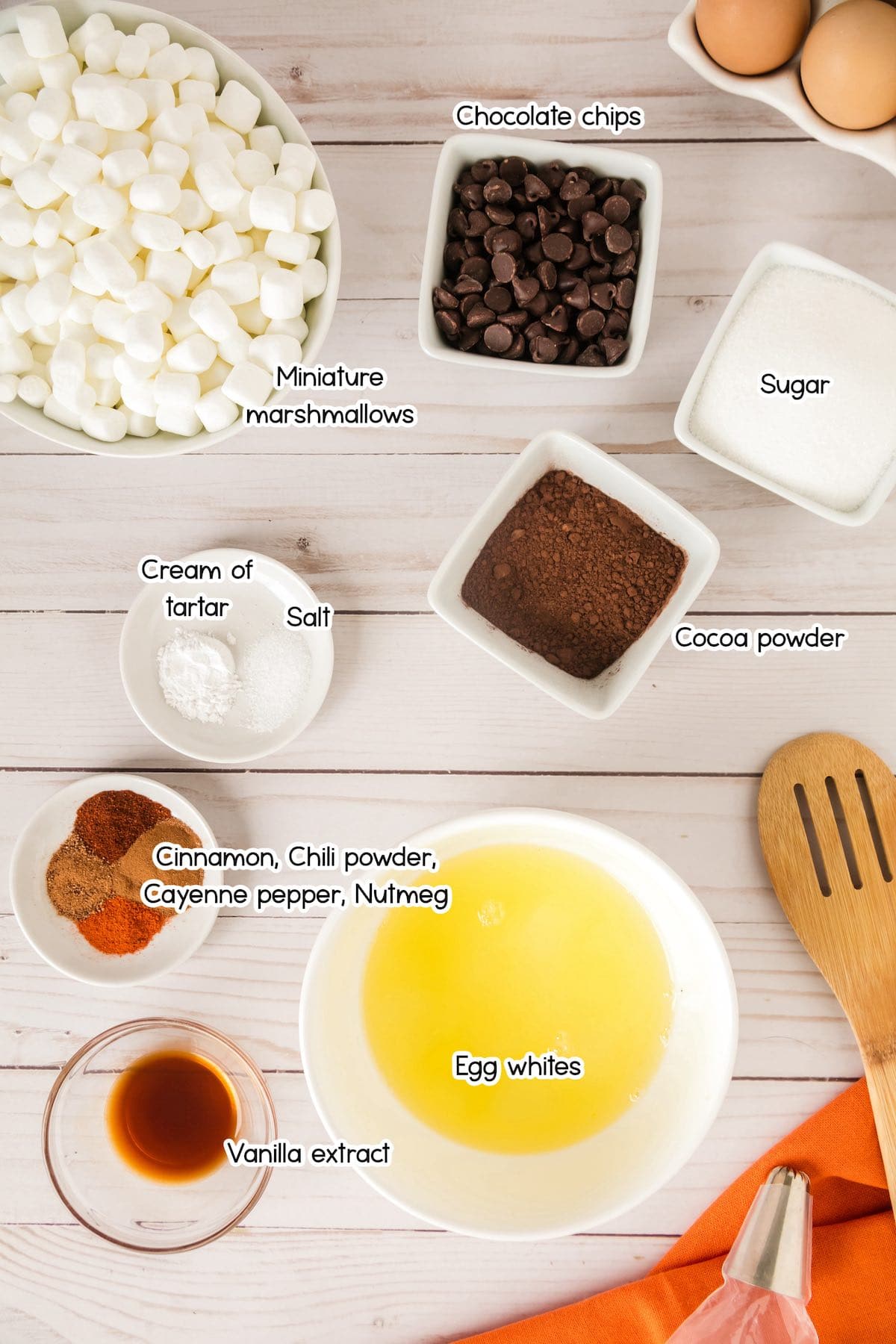 Mexican Hot Chocolate Meringues ingredients