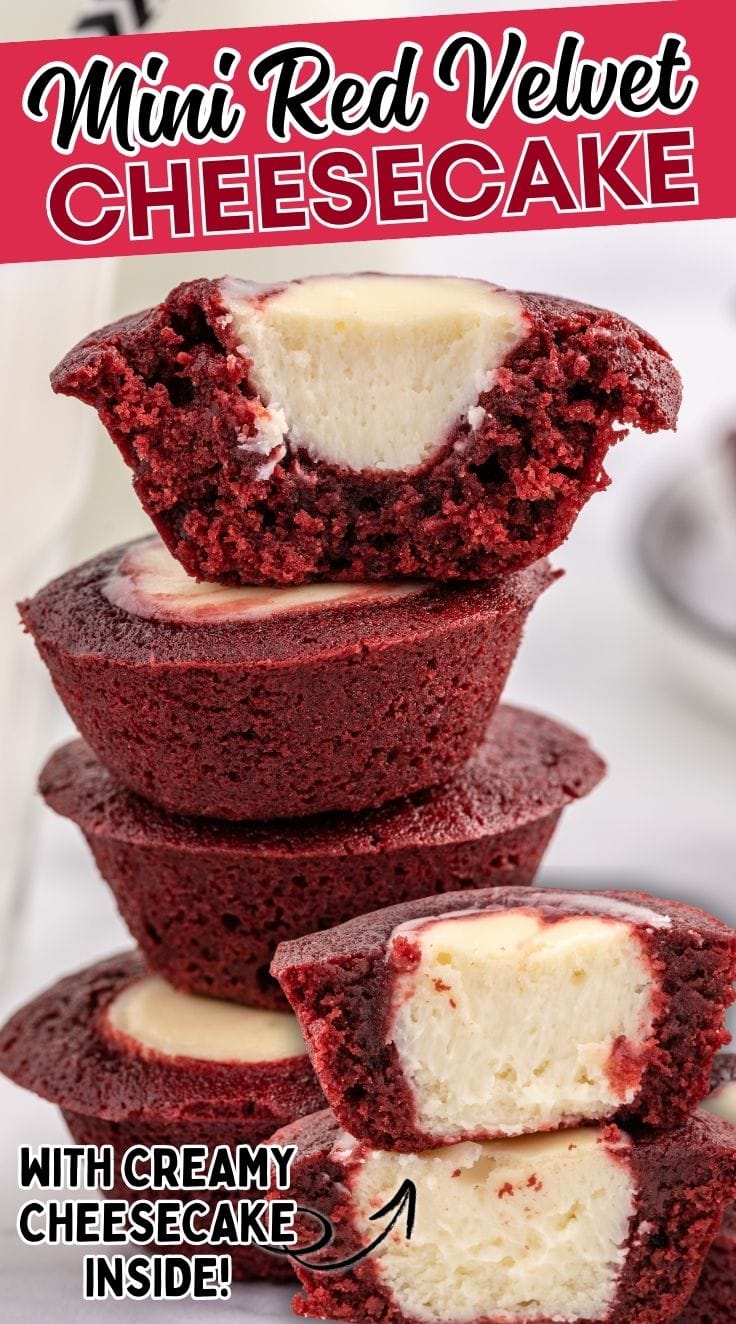A stack of 4 mini Red Velvet Cheesecake