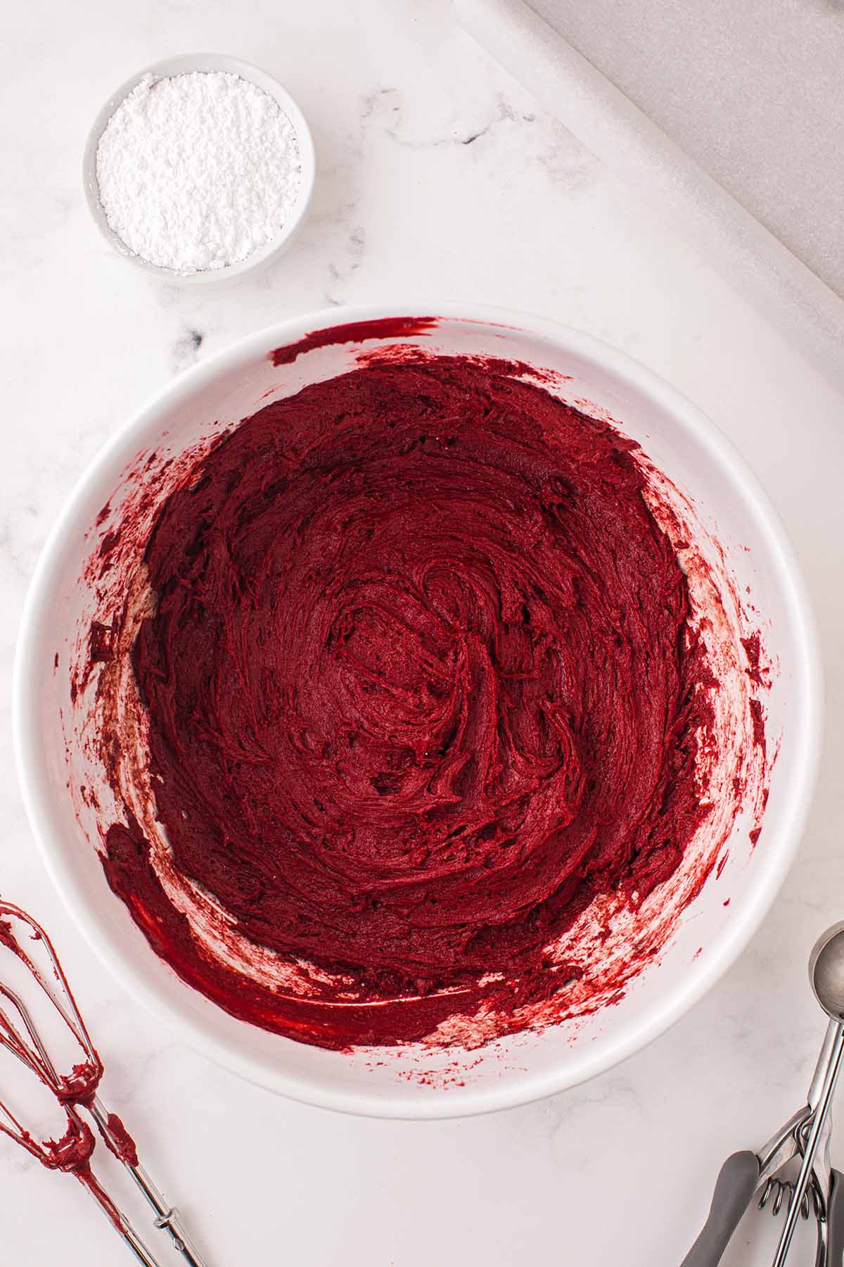 step 1 red velvet crinkle cookies