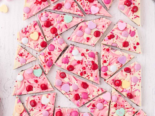 Pink Chocolate Bark Candy and Strawberry Ice Cream - Crafts a la mode