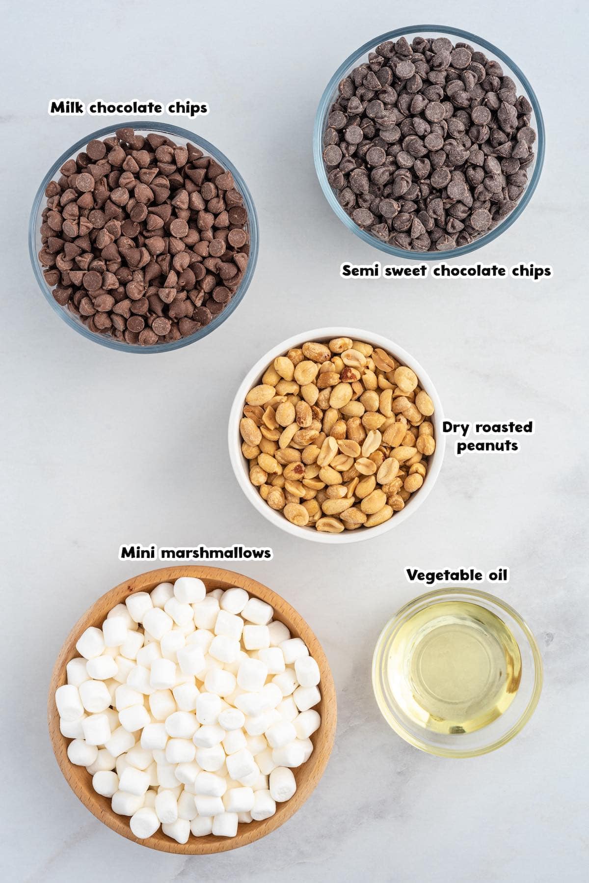 Rocky road candy ingredients.