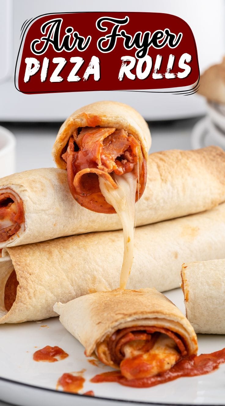 Air Fryer Pizza Rolls served on a white plate.