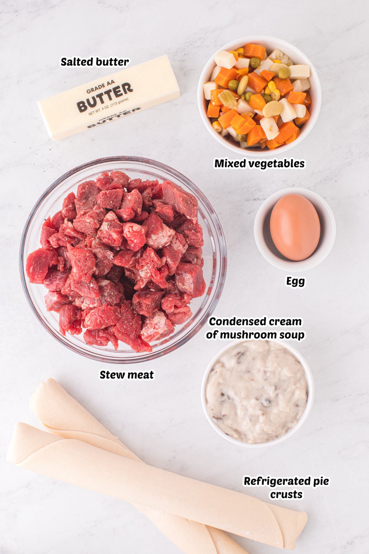 Beef Pot Pie ingredients