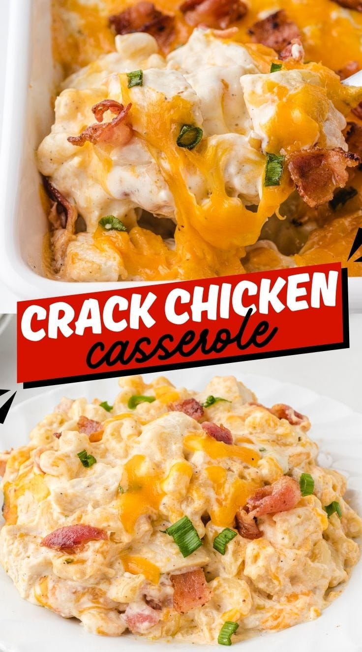 Crack Chicken casserole served on a white plate.