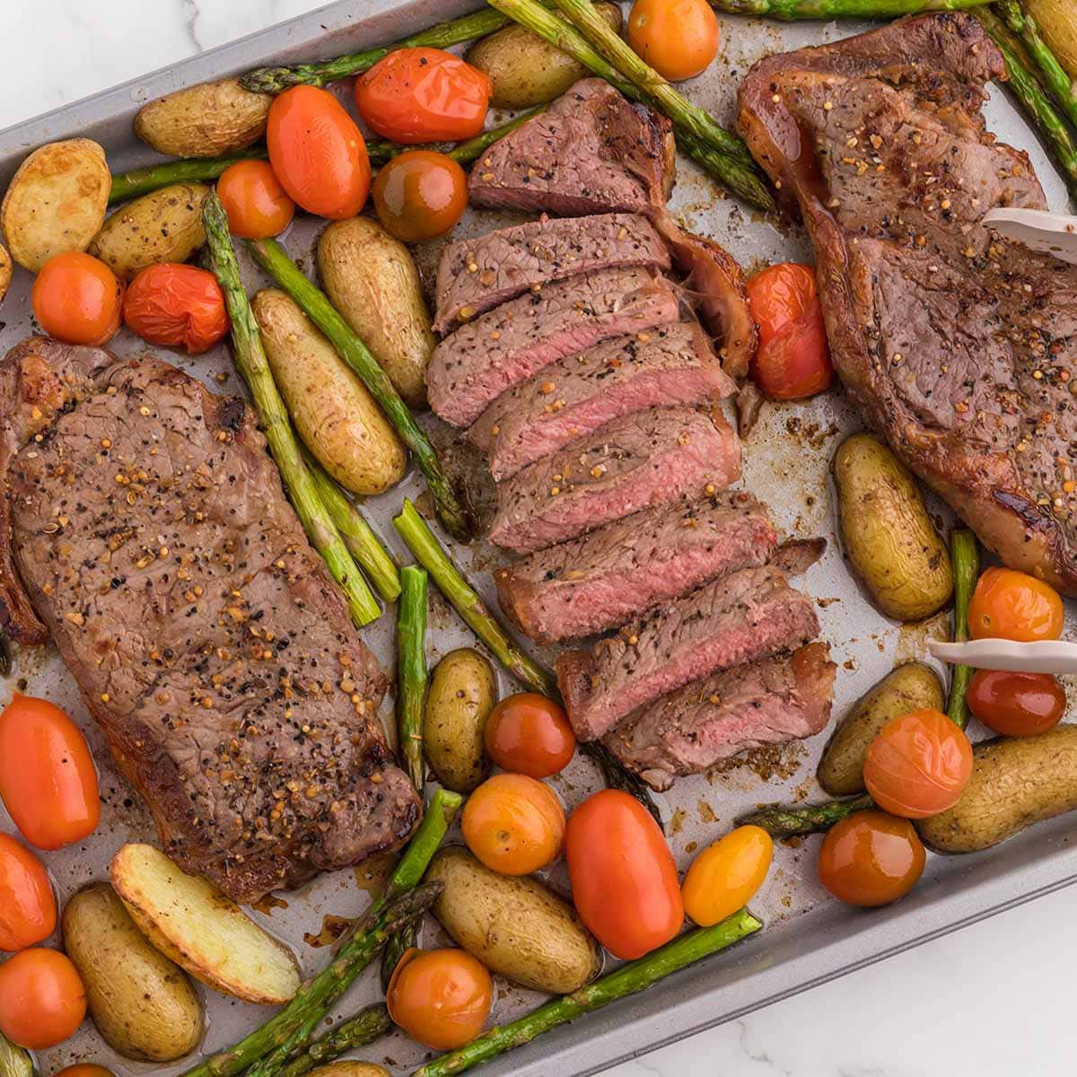 Sheet Pan Hanger Steak and Vegetables