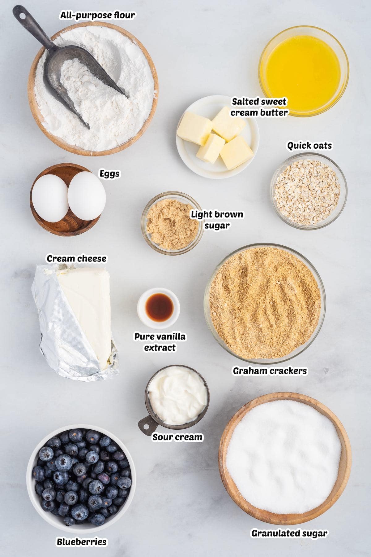 Blueberry Cheesecake Bars ingredients