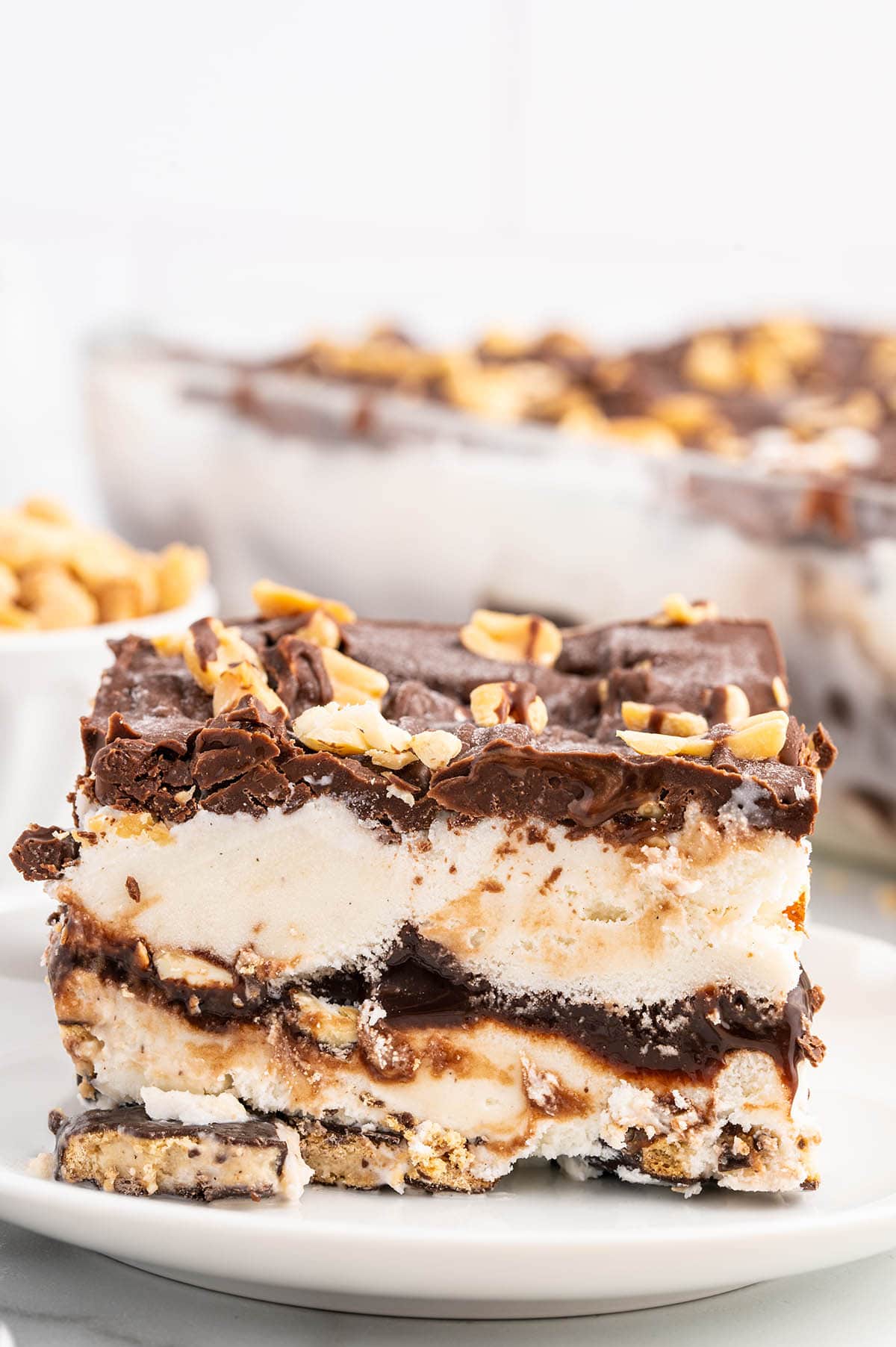 Buster Bar Ice Cream Cake on a plate