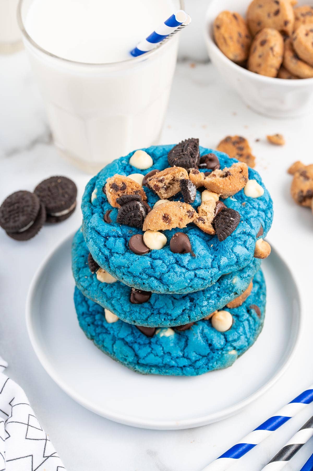 Cookie Monster Cookies stacked up