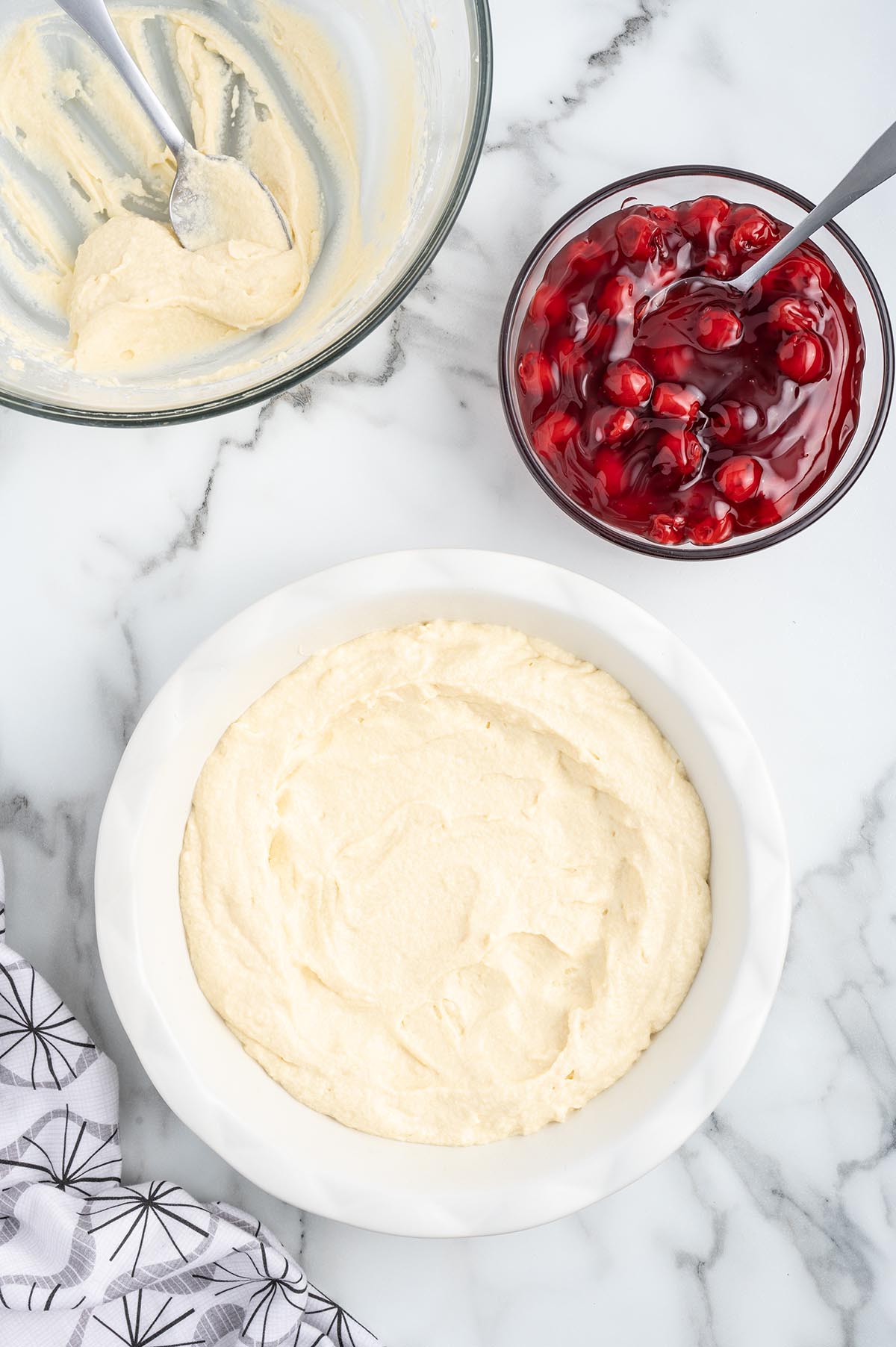 pour the batter into the pan. 