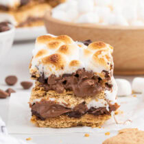 a square piece of oven baked smores.