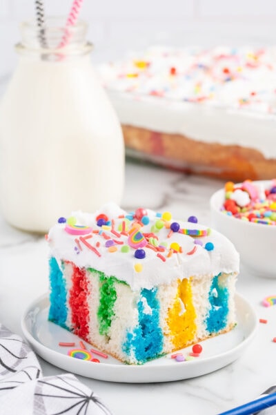 Rainbow Jello Poke Cake - Princess Pinky Girl