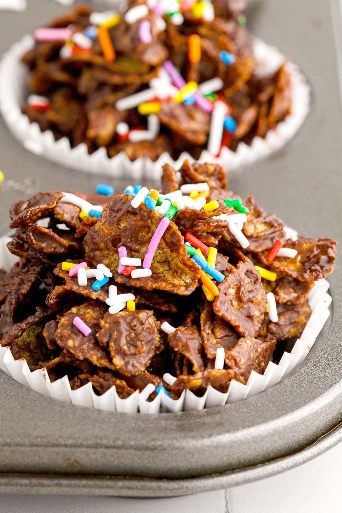 cornflake cakes with sprinkles