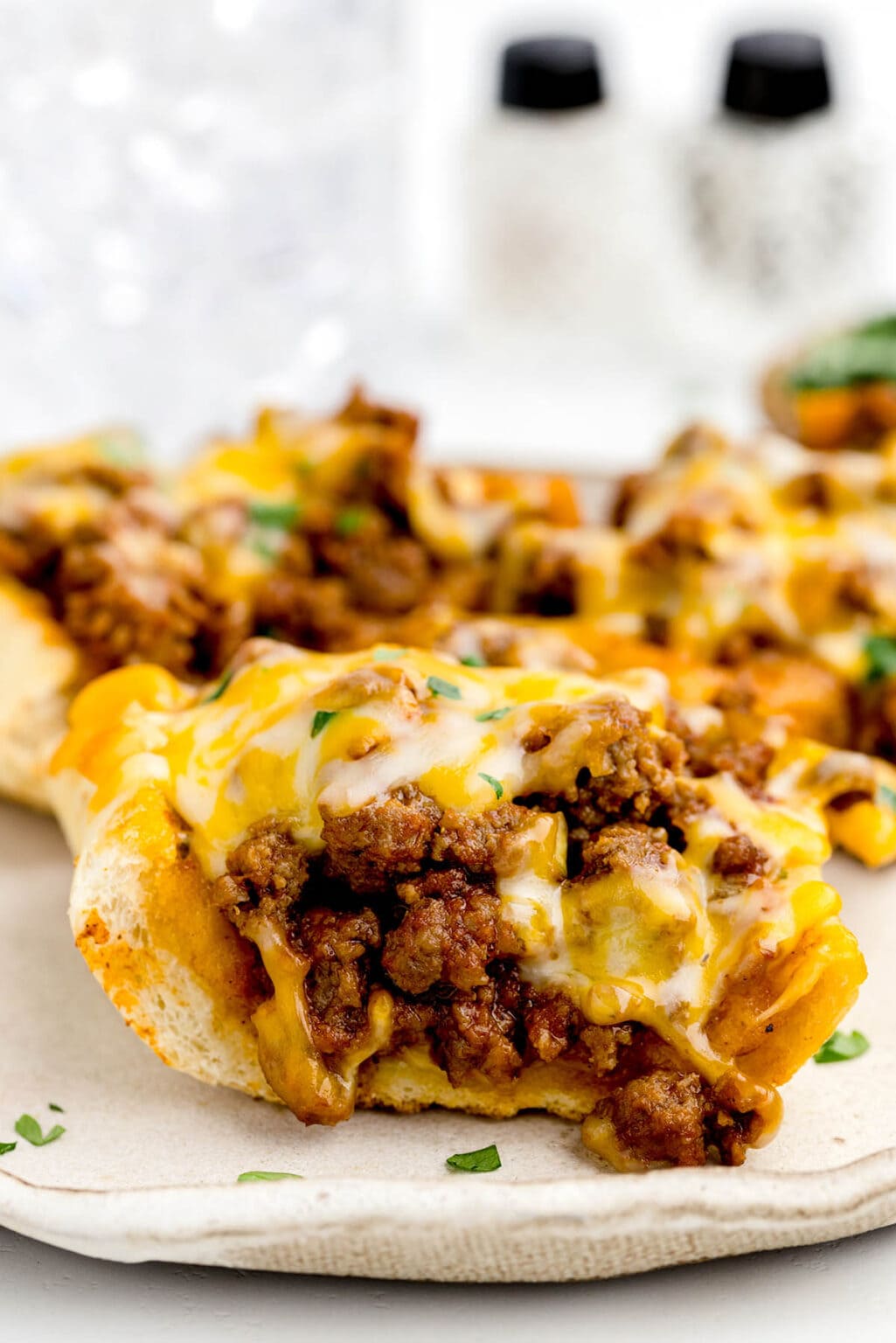 Sloppy Joe Garlic Bread - Princess Pinky Girl