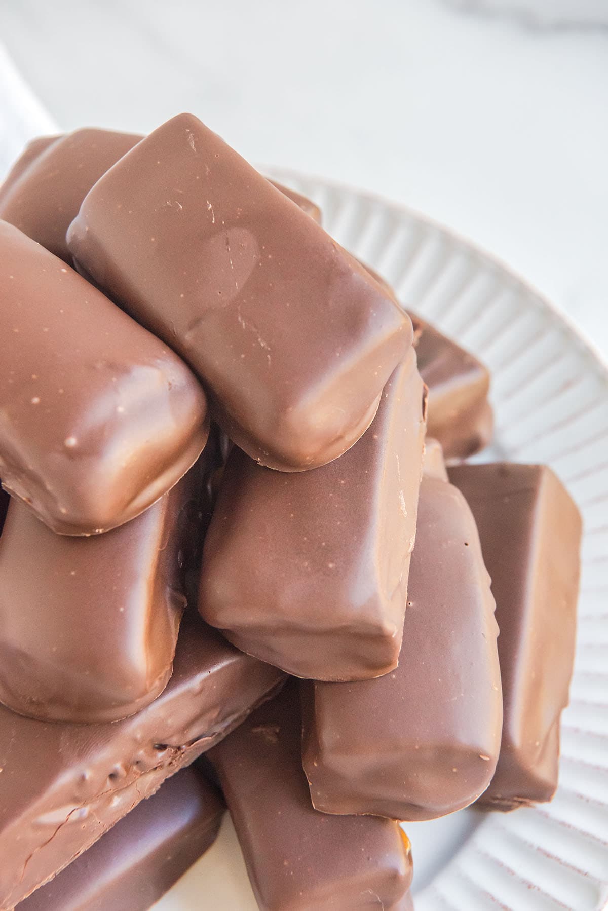 Homemade Milky Way Bars on a plate