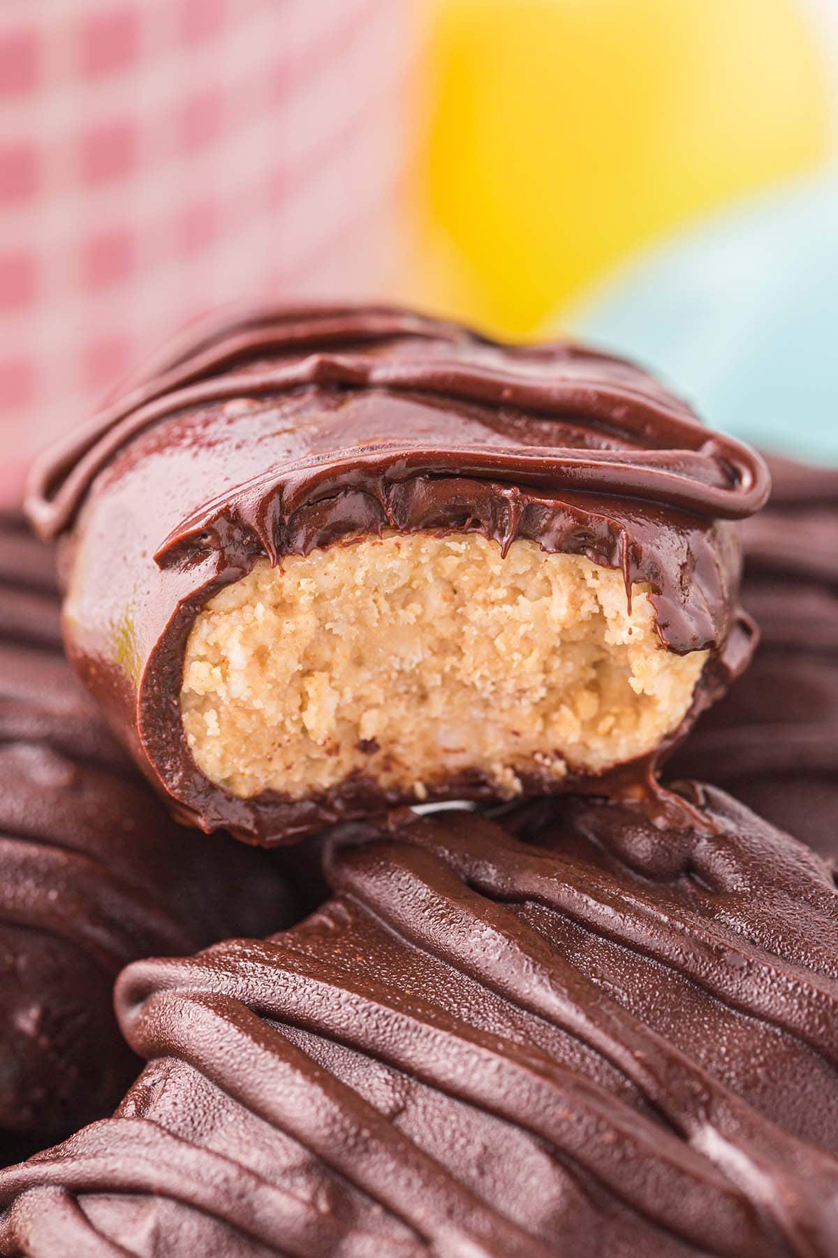 peanut butter eggs with chocolate coating