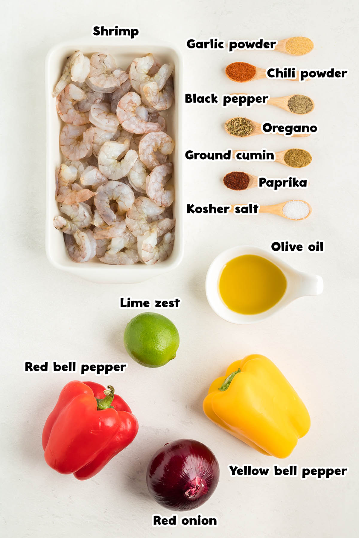 Sheet Pan Shrimp Fajitas ingredients.