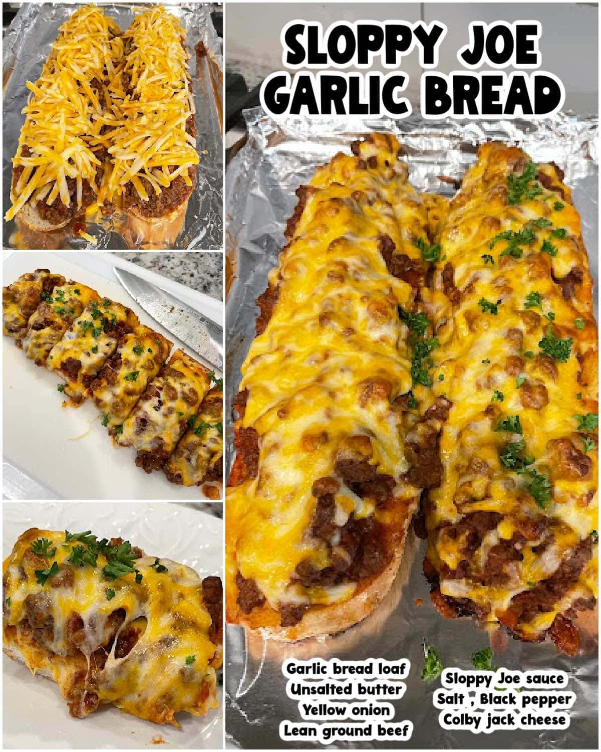 sloppy joe garlic bread pin.