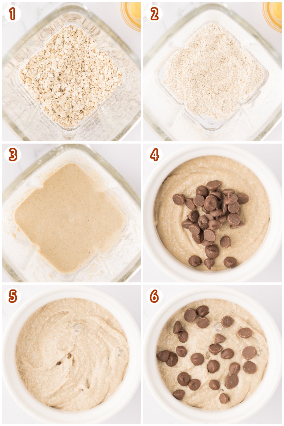 Blended Baked Oats Chocolate Chip collage