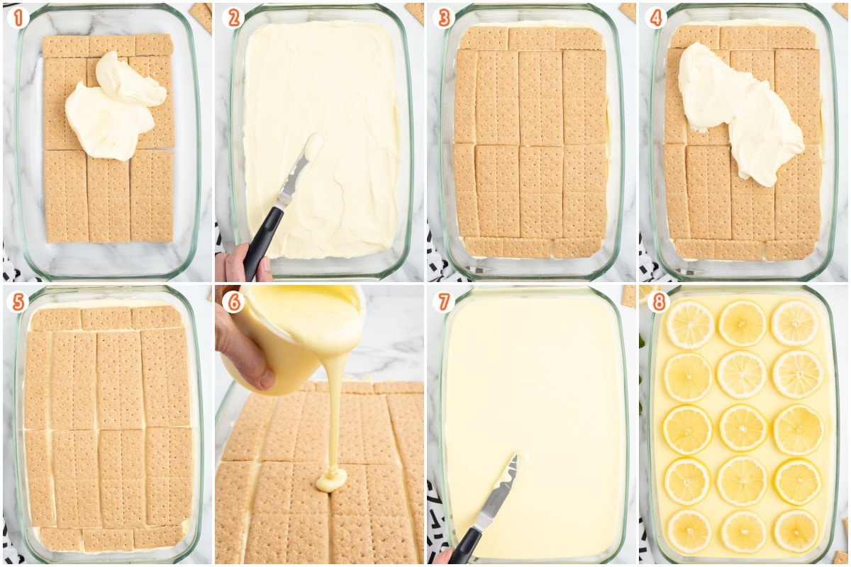 lemon eclair cake collage process