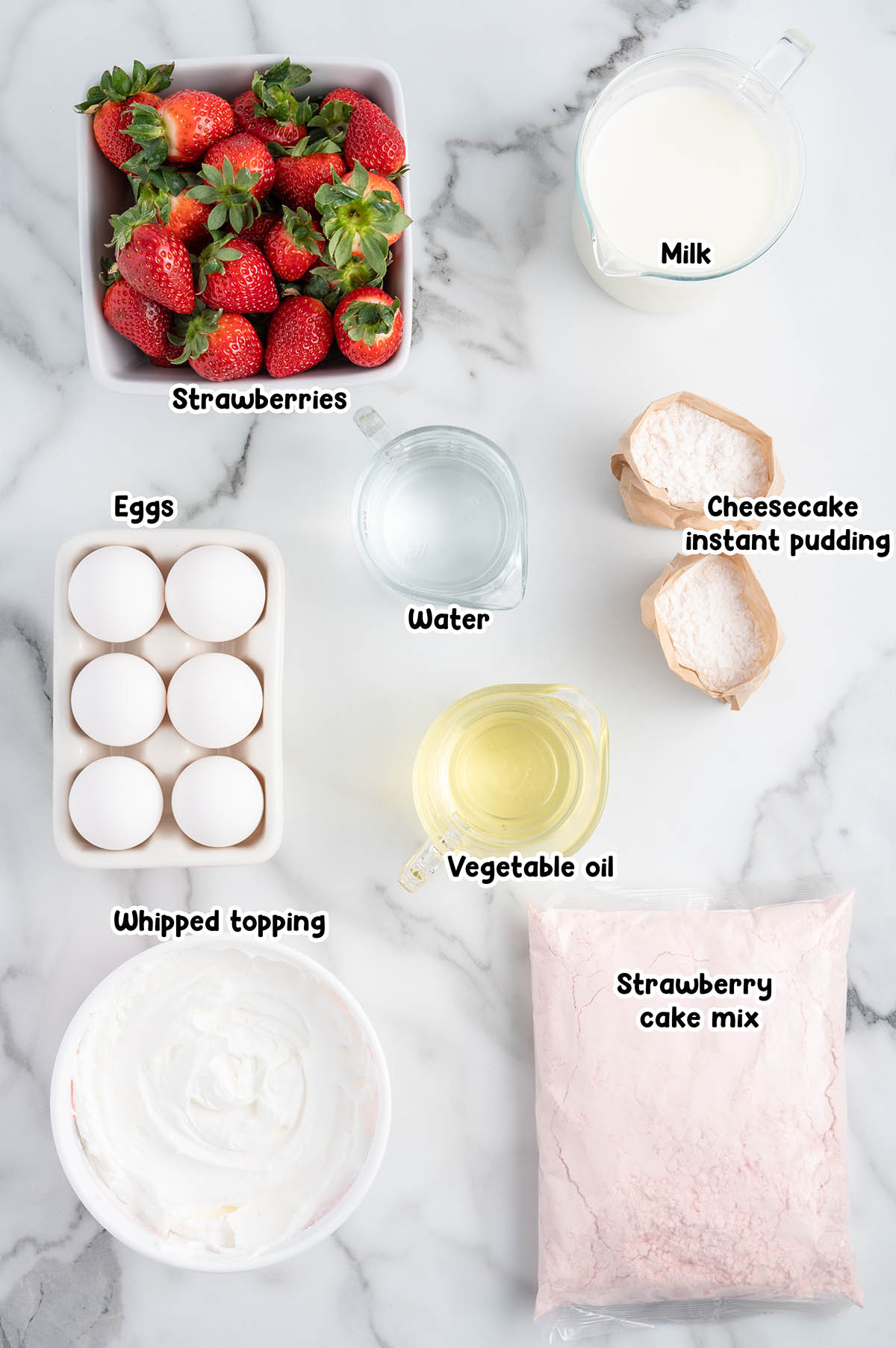 Strawberry Cheesecake Poke Cake ingredients