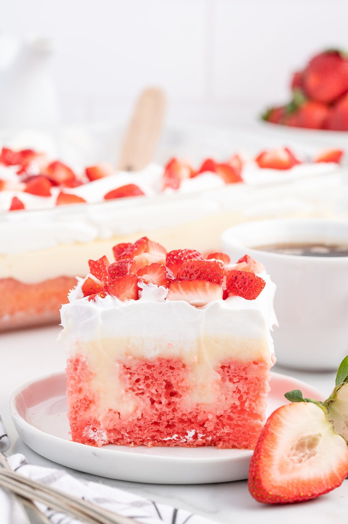 Strawberry Cheesecake Poke Cake hero image