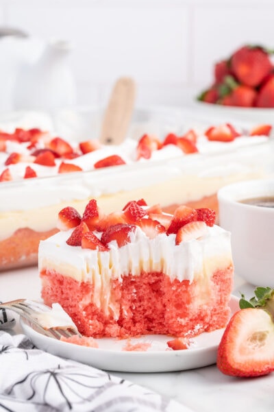 Strawberry Cheesecake Poke Cake - Princess Pinky Girl