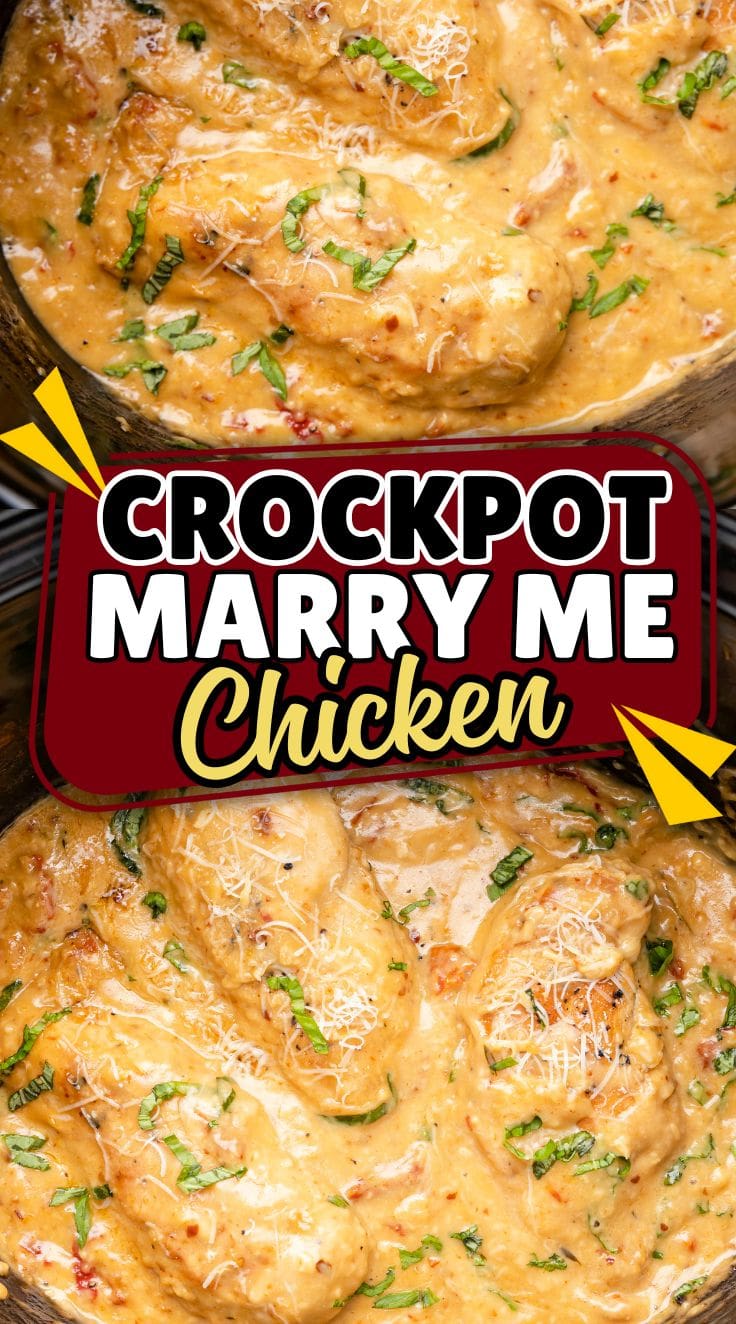 Creamy crockpot marry me chicken topped with parmesan