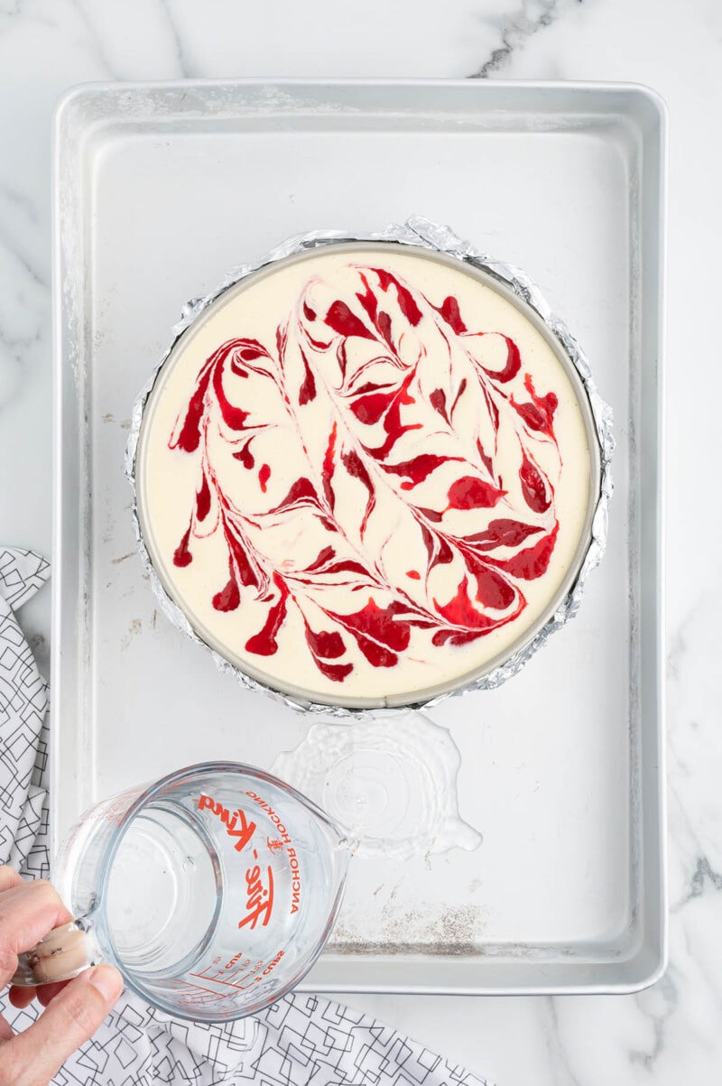 step 7 of Strawberry Swirl Cheesecake