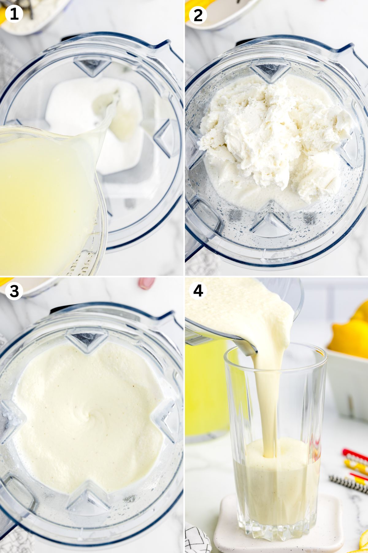 mix all ingredients in a blender and pour into a glass.