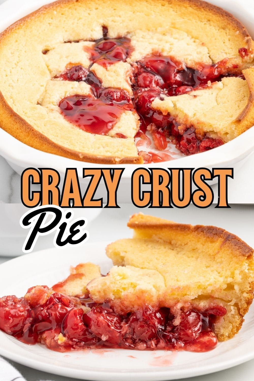 Crazy crust pie with a golden baked crust and cherry filling