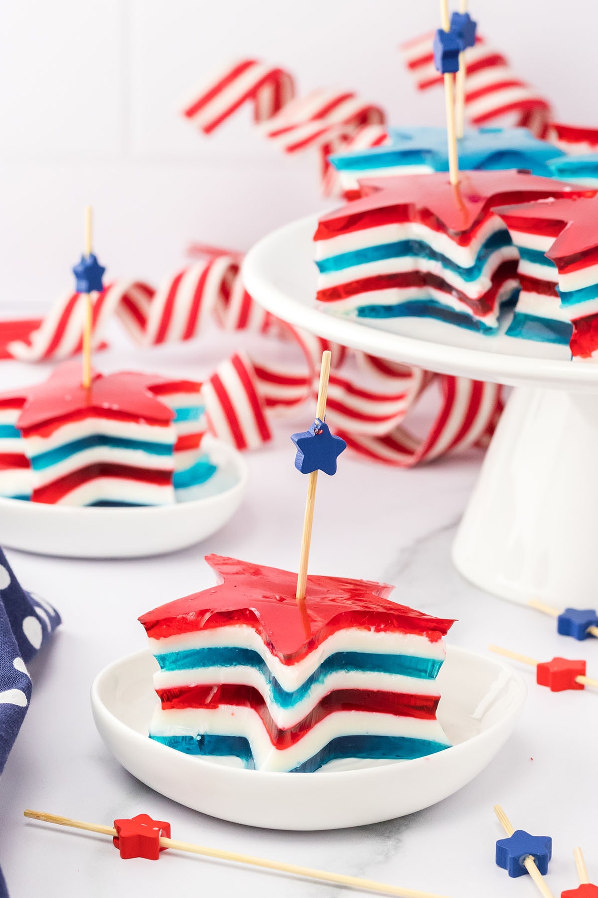 star shaped Red White and Blue Jello