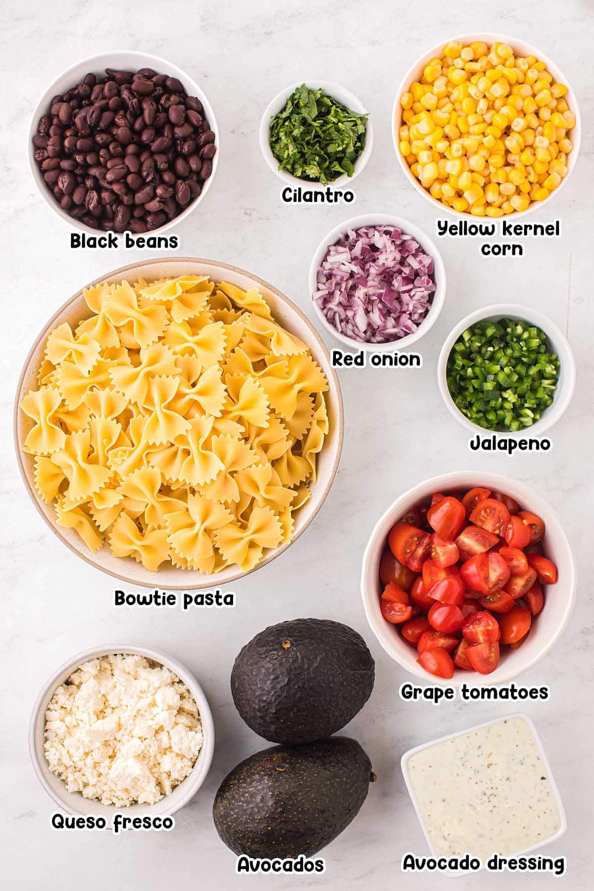 Mexican Pasta Salad ingredients