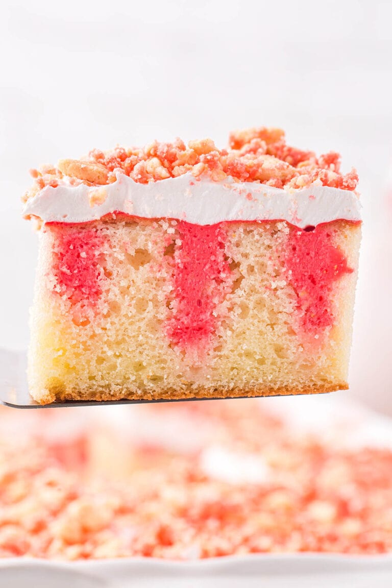 Strawberry Crunch Poke Cake - Princess Pinky Girl