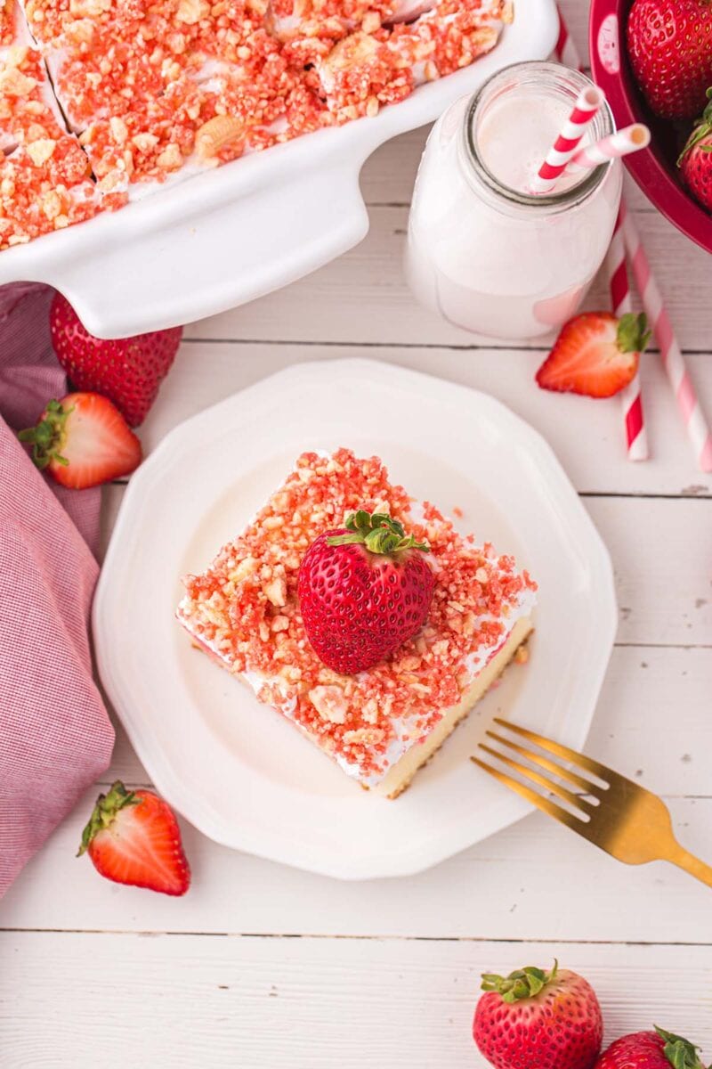 Strawberry Crunch Poke Cake - Princess Pinky Girl