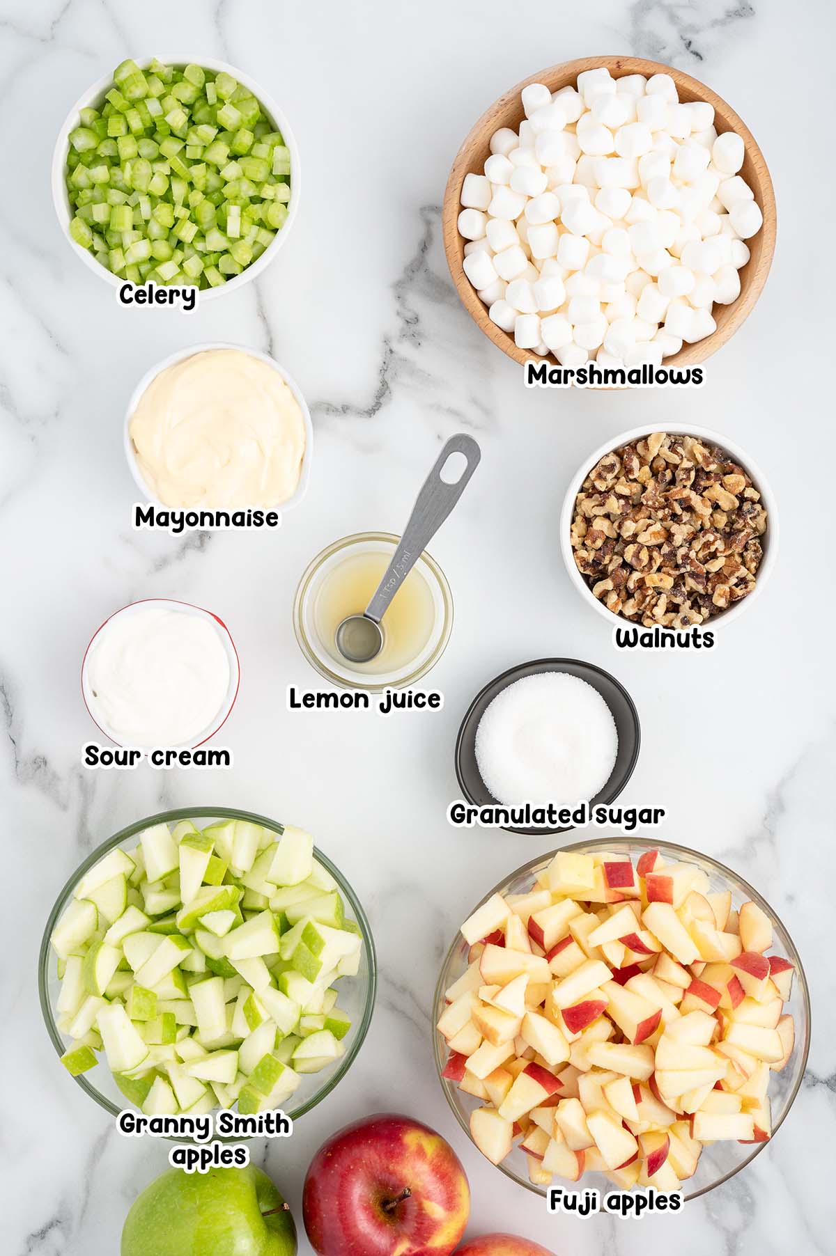 Apple Salad ingredients