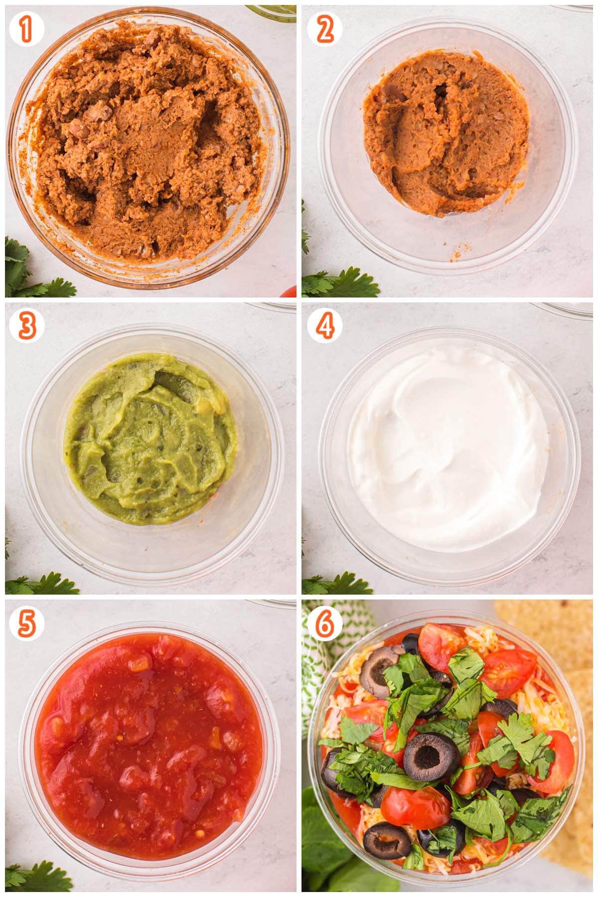 7 Layer Dip Cups collage