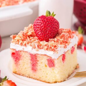 Strawberry Crunch Poke Cake hero image