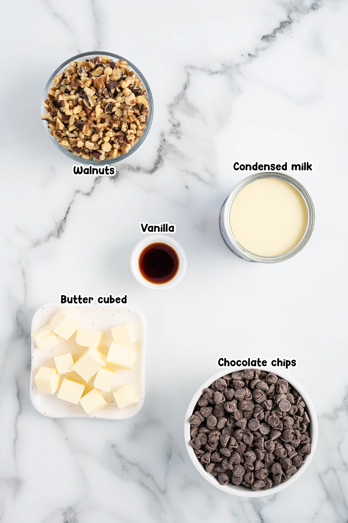Microwave Chocolate Walnut Fudge ingredients
