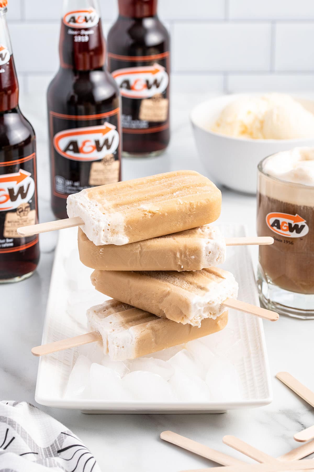 4 pieces of Root Beer Popsicles