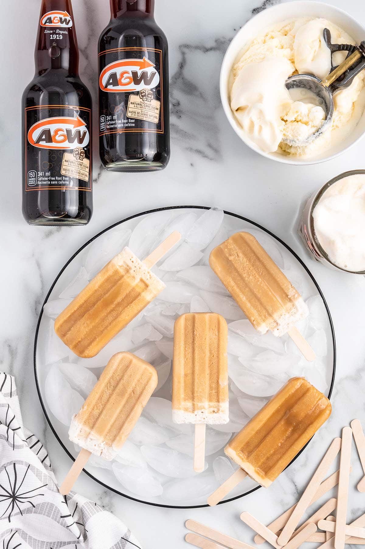 Root Beer Popsicles on a plate