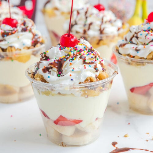 Banana Split Pudding Cups - Princess Pinky Girl