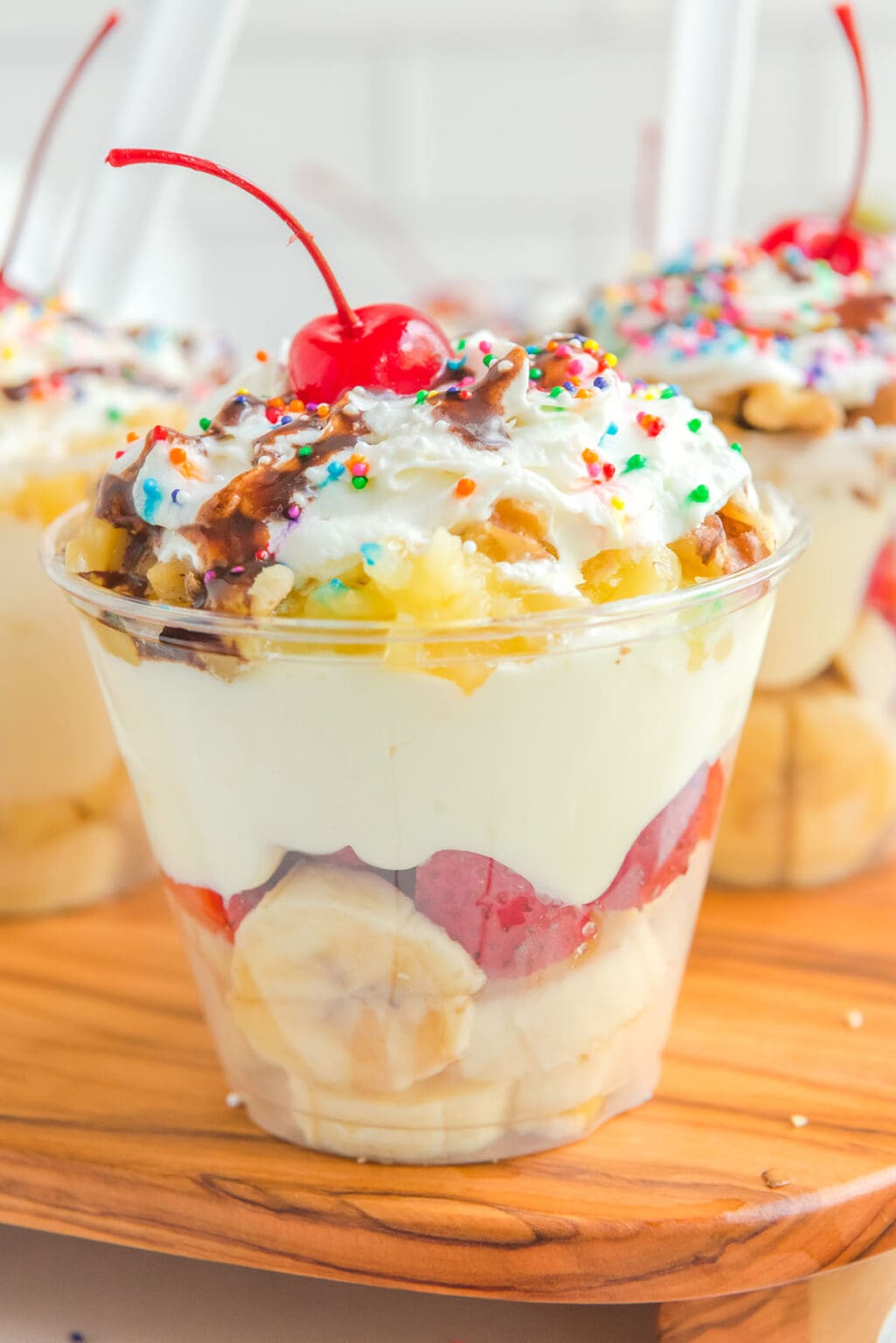 Banana Split Pudding Cups - Princess Pinky Girl