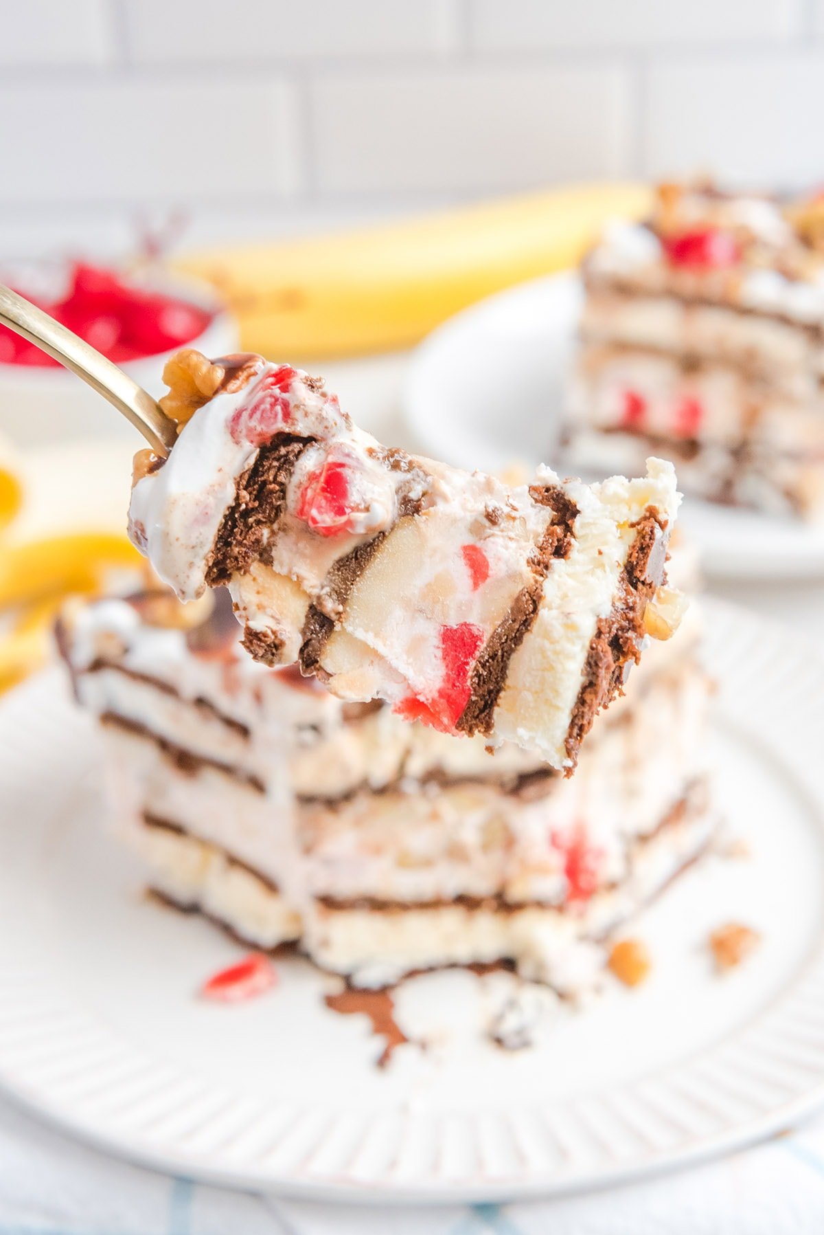 banana split ice cream sandwich cake