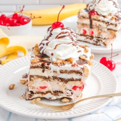 Banana Split Ice Cream Sandwich Cake featured image