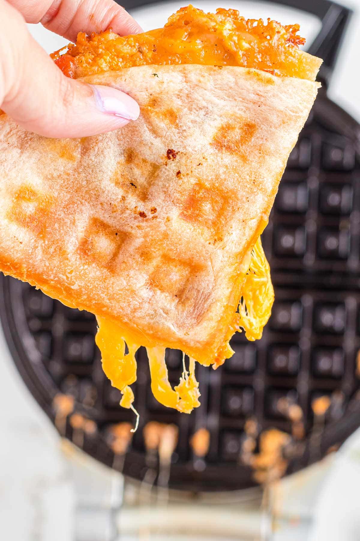 cheesy Quesadilla in the Waffle Maker