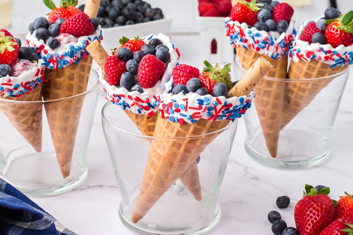 Patriotic Fruit Cones for 4th of july