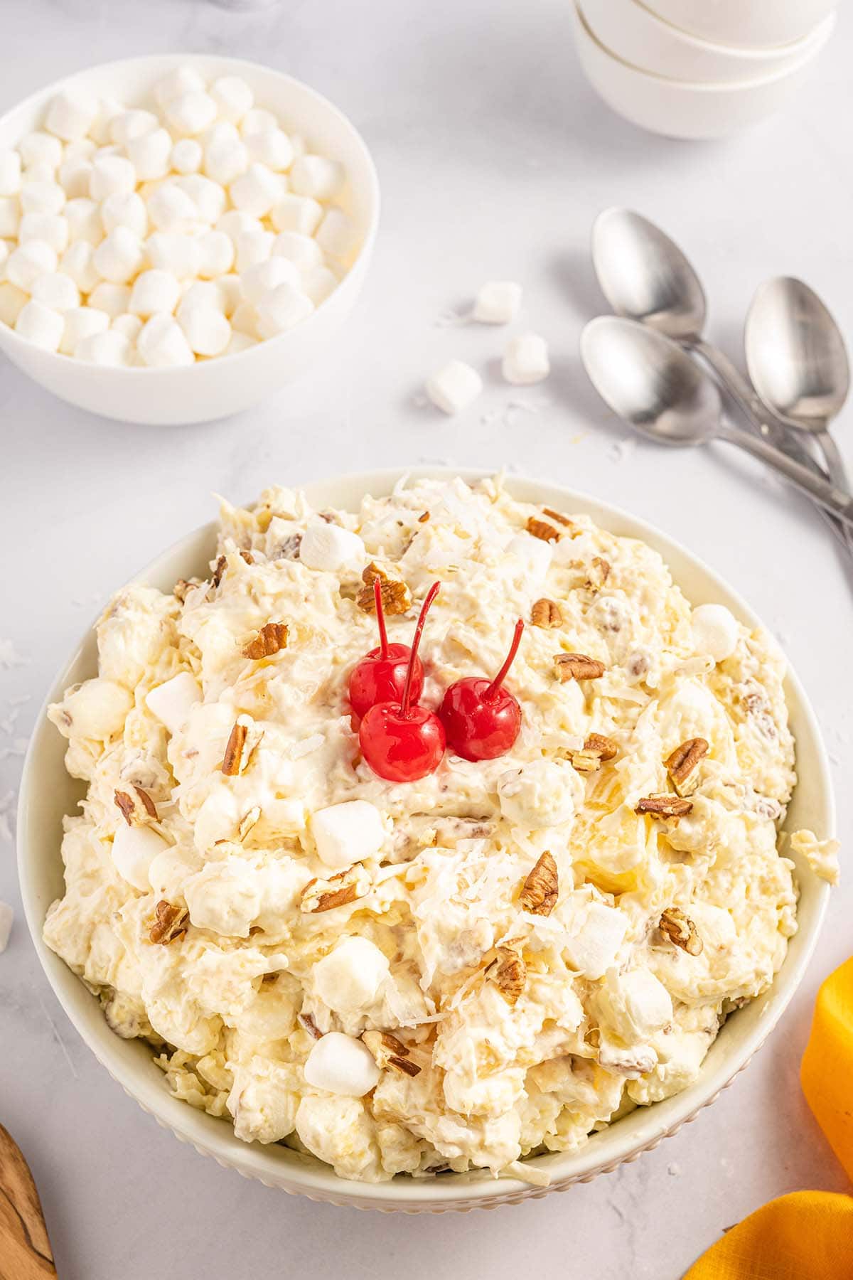Pineapple Fluff with cherries